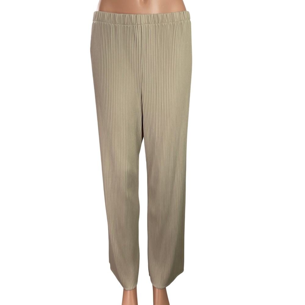 Uniqlo Beige Tan Ribbed Elastic Waist Straight Leg Lounge Trousers Pants 30-31